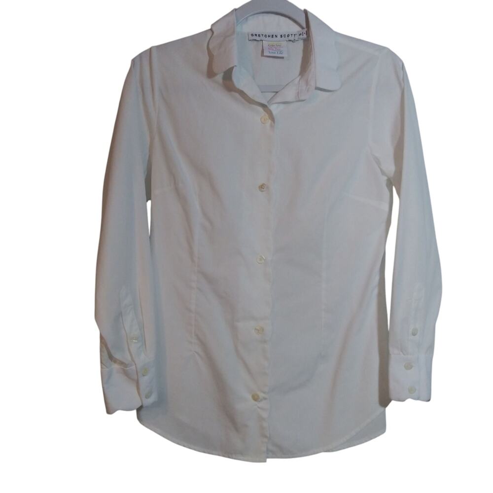Gretchen Scott Pique All Day Shirt White Button-Up Shirt Size Small